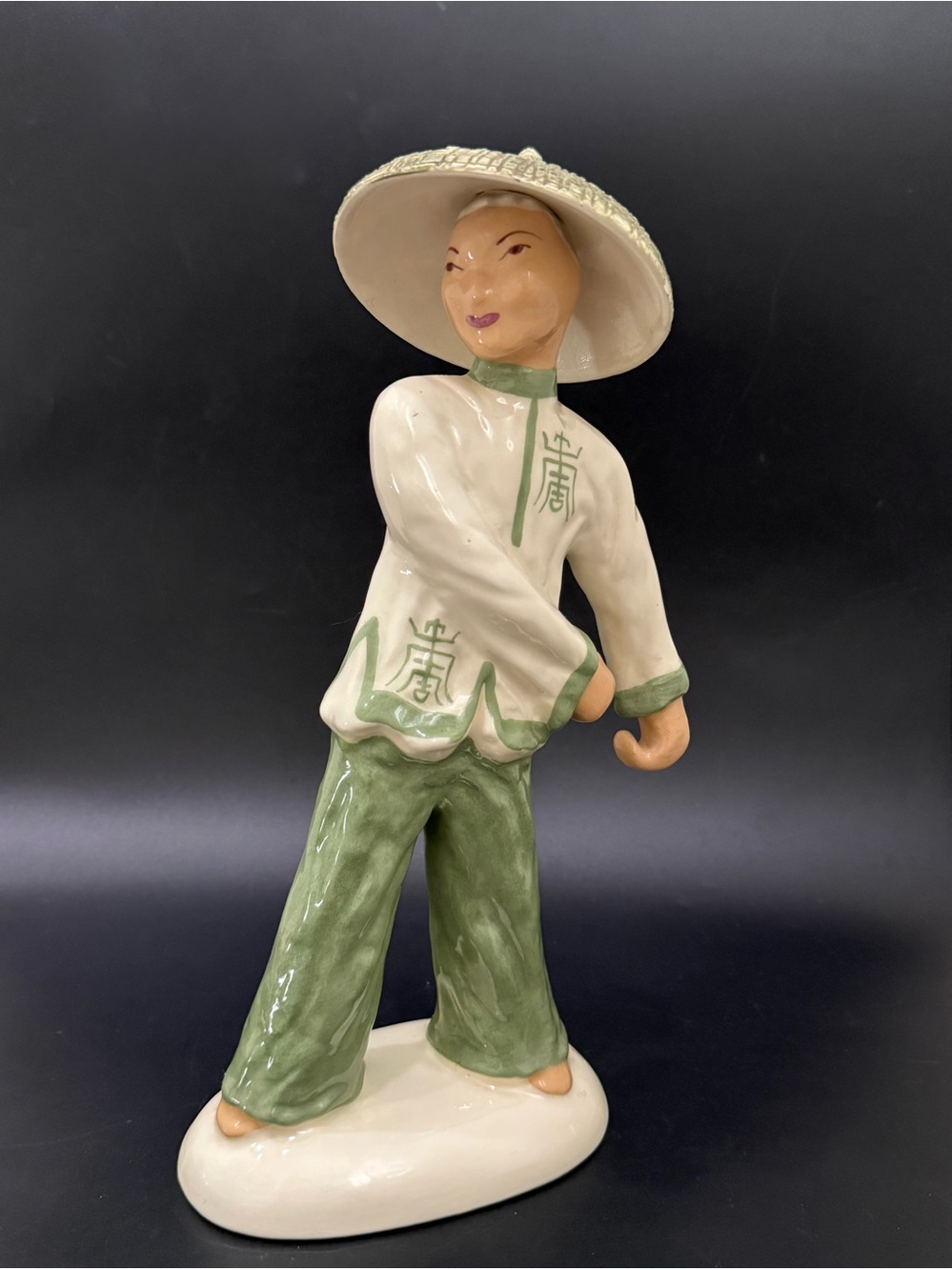 Vintage Signed HEDI SCHOOP California Pottery Ceramic Asian Man 12” Figurine
